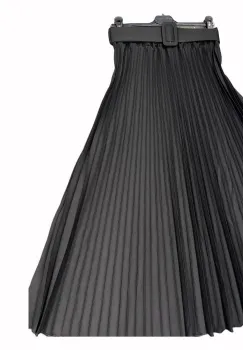 Fusta plisata neagra si curea imagine