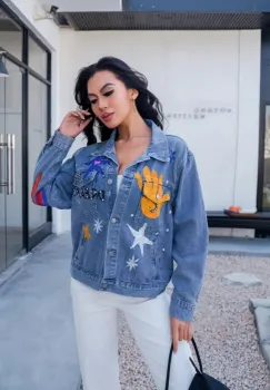Geaca din denim colorata - Zina imagine