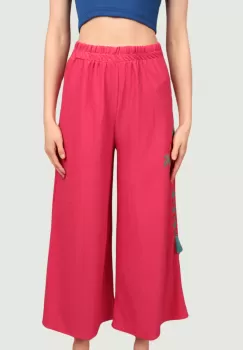 Pantaloni de vara cu broderie siclam imagine