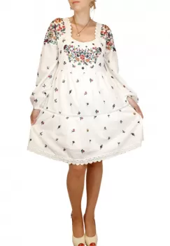 Rochie Alba cu broderie traditionala - Maximiliana imagine