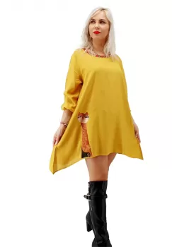 Rochie Asimetrica Galbena imagine