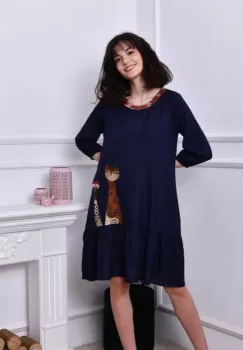 Rochie bleumarin midi cu 2 girafe imagine