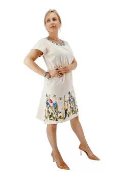 Rochie crem cu Broderie Ilincuta 2 imagine