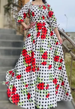 Rochie cu motive florale eleganta Garofita imagine