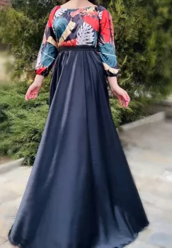 Rochie cu motive florale eleganta lunga Teo 9 imagine