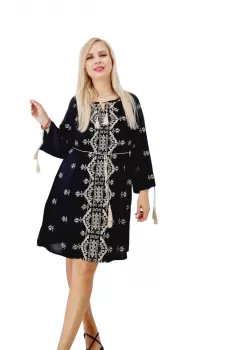 Rochie Dama cu Broderie Alba - Albena 2 imagine