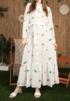 Rochie de dama lunga cu tesaturi brodate Bertha 2 imagine