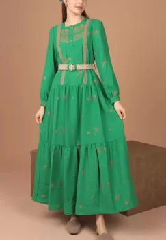 Rochie de dama midi cu tesaturi brodate Bertha imagine