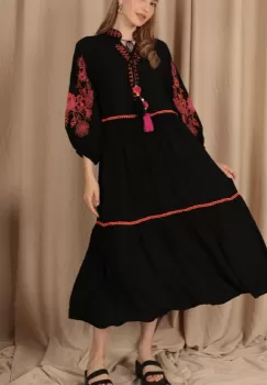 Rochie de dama midi cu tesaturi brodate Gisella imagine