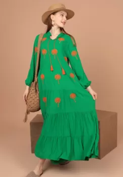 Rochie de dama midi cu tesaturi brodate Victorita imagine