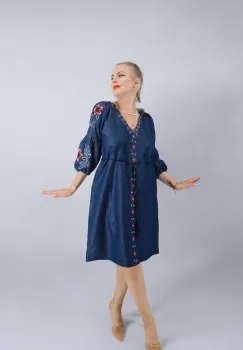 Rochie din Denim cu broderie Safira imagine