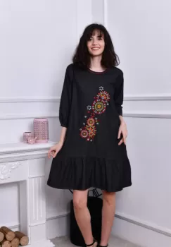 Rochie din denim cu broderie - Valentina 3 imagine