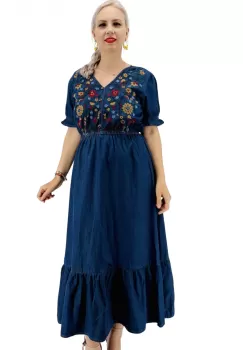 Rochie din Denim traditionala Madi 3 imagine