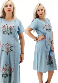 Rochie din Denim traditionala Marita imagine