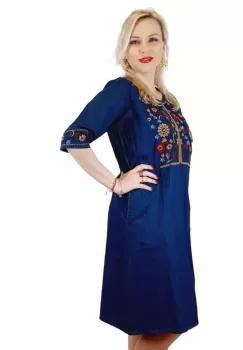 Rochie din Denim traditionala Sanda 43 imagine