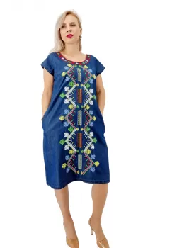 Rochie din Denim traditionala Sanda 64 imagine