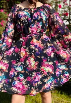 Rochie din voal cu imprimeu floral Delia imagine