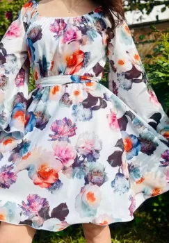 Rochie din voal cu imprimeu floral Delia 2 imagine