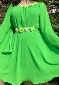 Rochie din voal verde neon - Finny imagine