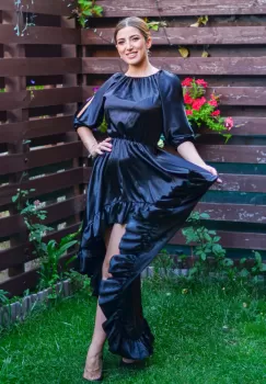 Rochie eleganta asimetrica neagra Neluta imagine
