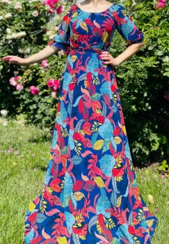 Rochie eleganta cu motive florale Florinela 7 imagine