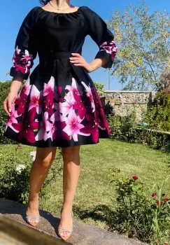 Rochie eleganta din barbie cu imprimeu floral Eleftheria 3 imagine