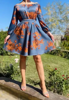 Rochie eleganta din barbie cu imprimeu floral Eleftheria 4 imagine