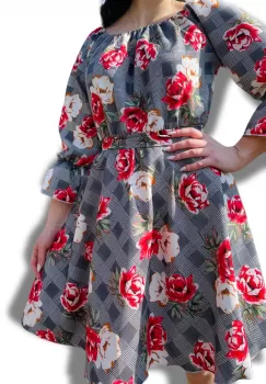 Rochie eleganta din barbie cu imprimeu floral Gala 2 imagine