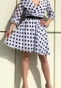 Rochie eleganta scurta cu buline Nela 7 imagine