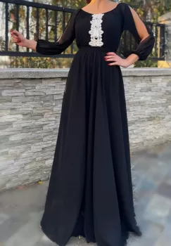 Rochie lunga cu motive crosetate Morticia imagine