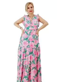 Rochie lunga din vascoza roz imagine