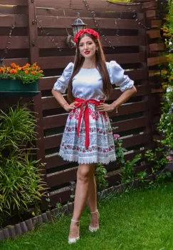 Rochie Matilde Flowers Red Midi imagine