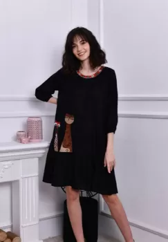 Rochie neagra midi cu 2 girafe imagine