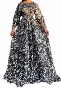 Rochie Onella Zebra Print Long Dress in Black imagine