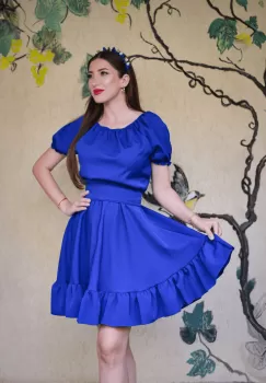 Rochie Petra Mini Albastra cu decolteu rotund imagine