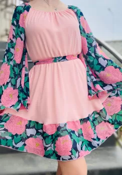 Rochie stilizata cu motive florale Florinela 10 imagine