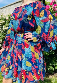 Rochie stilizata cu motive florale Florinela 14 imagine