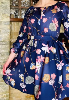 Rochie stilizata cu motive florale Florinela 17 imagine