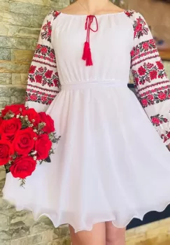 Rochie stilizata cu motive traditionale Elina 2 imagine