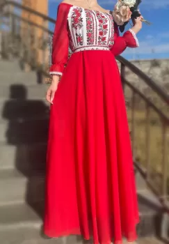 Rochie stilizata cu motive traditionale Elina 4 imagine