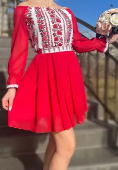 Rochie stilizata cu motive traditionale Elina 5 imagine