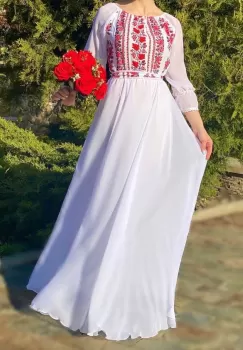 Rochie stilizata cu motive traditionale Elina imagine