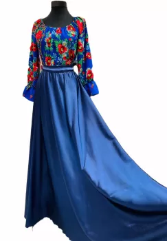 Rochie stilizata cu motive traditionale lunga Anisia 2 imagine