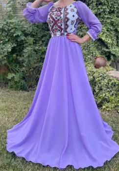 Rochie stilizata cu motive traditionale lunga Magdalena 2 imagine