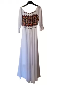 Rochie stilizata cu motive traditionale lunga Magdalena 3 imagine