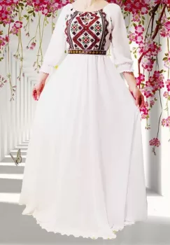 Rochie stilizata cu motive traditionale lunga Magduta imagine