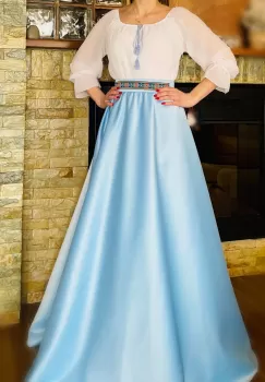 Rochie stilizata cu motive traditionale lunga Margareta 2 imagine