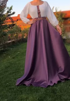 Rochie stilizata cu motive traditionale lunga Margareta imagine