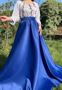 Rochie stilizata cu motive traditionale lunga Simina imagine
