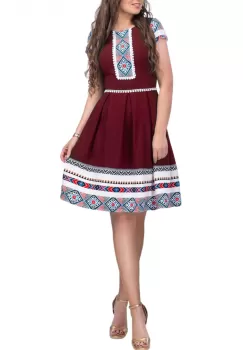 Rochie stilizata cu motive traditionale Madi 3 imagine